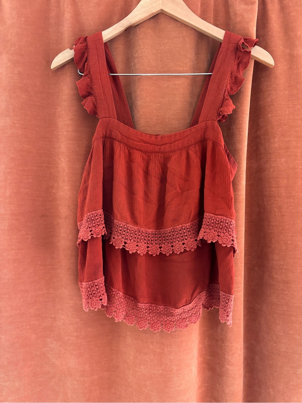 Forever 21  Ruffled Crochet-Trim Tank Top